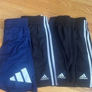 adidas Kids Athletic Shorts in Blue and Black with White Stripes